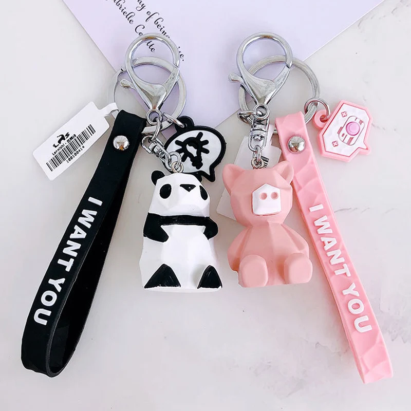 

Cute Dinosaur Rabbit Animal Keychain For Women Men Key Ring Trinket Cartoon Cat Panda Key Chain Car Key Bag Pendant