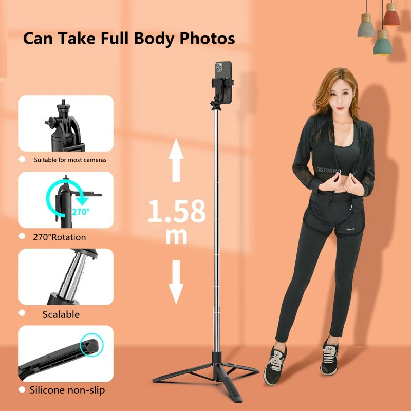 COOL DIER 1580mm New Wireless Selfie Stick Tripod Foldable Monopod With Fill light For Gopro Action Cameras Smartphones - купить по