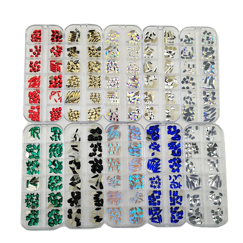 

120pcs Per Box Crystal AB 3D Nail Art Rhinestones Fancy Shaped Crystals and Stones For DIY Nails Art Decoration