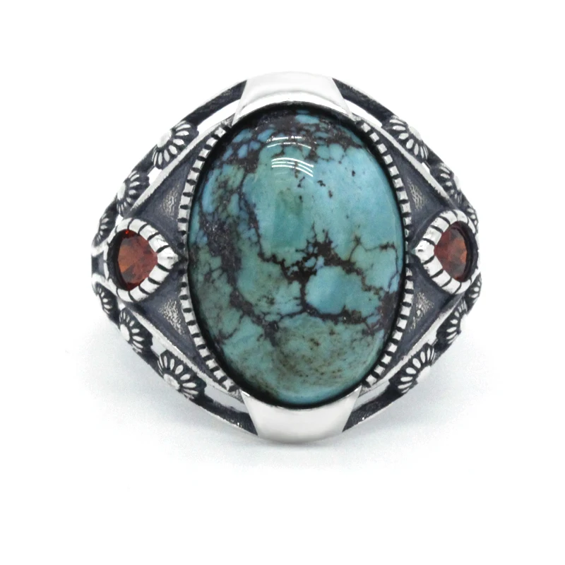 925 пробы Серебряное кольцо Для Мужчин зеленый натуральный камень прозрачный CZ