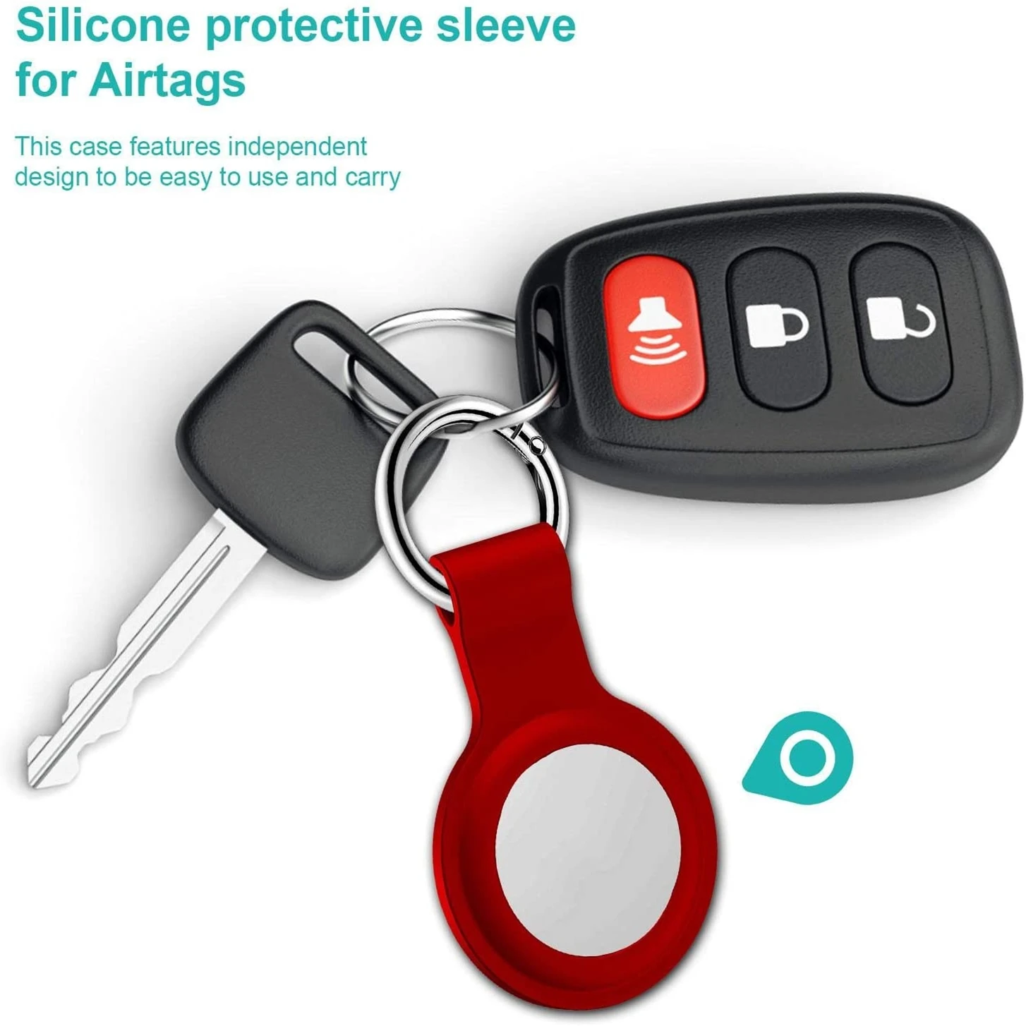 

Soft Silicone For Apple Locator Tracker Anti-lost Device Keychain For Apple Airtags Locator Protective Sleeve Metal Ring Buckle