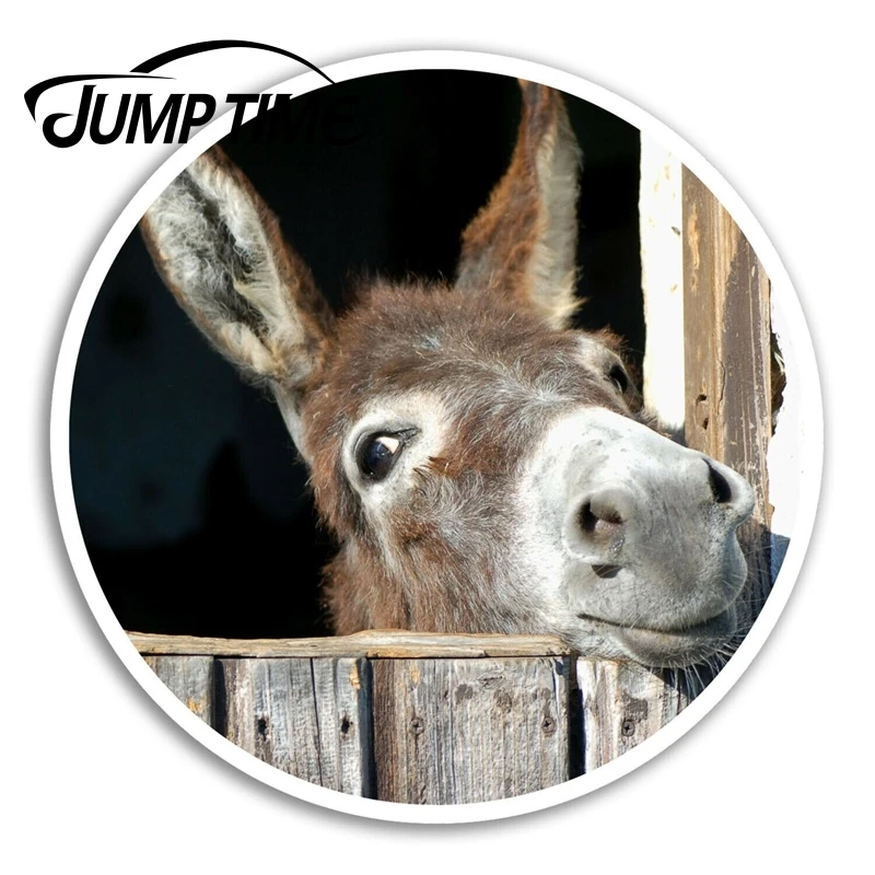 

Jump Time Funny Donkey Vinyl Stickers Horse Cute Sticker Laptop Luggage Car Assessoires Window Decals Car Wrap DIY