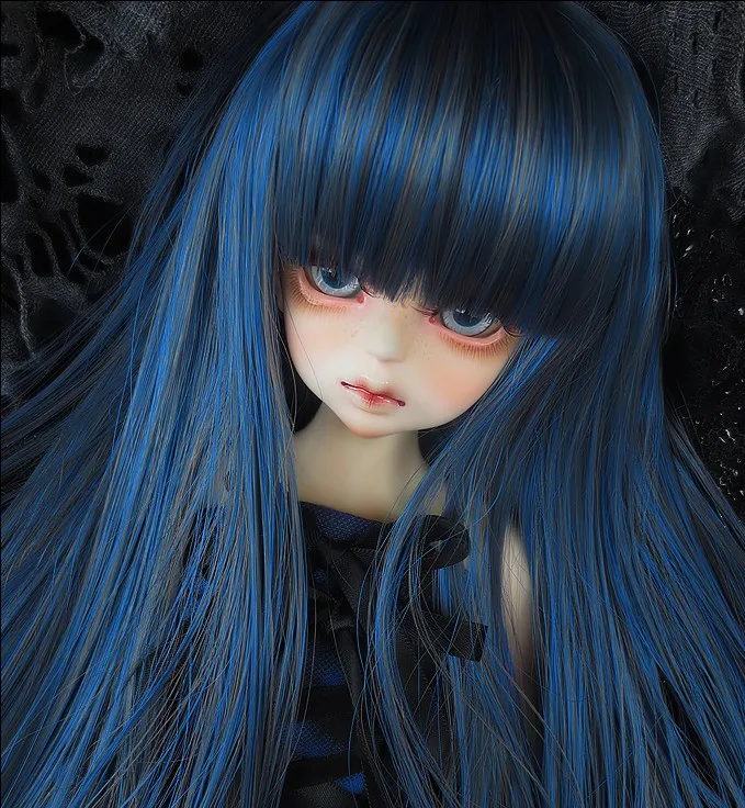 Парик для шарнирной куклы 1/3 1/4 синий черный длинный парик 22 23 см 18 5 см|dollfie doll|bjd