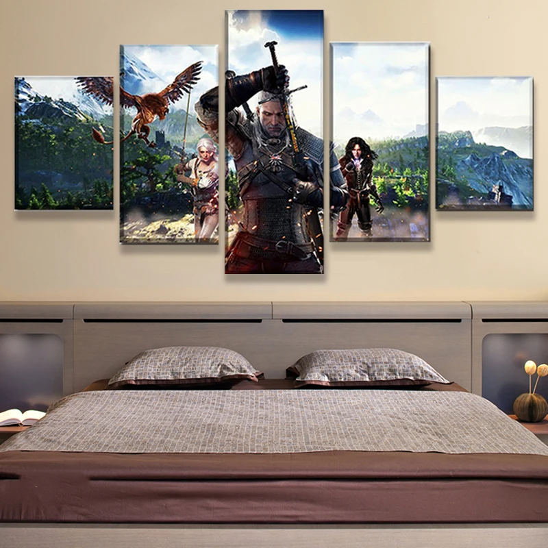 

5 Piece Canvas Wall Arts Modular Game Hunt Picture Poster Living Room Modern Painting Prints Bedroom HD Home Decoration