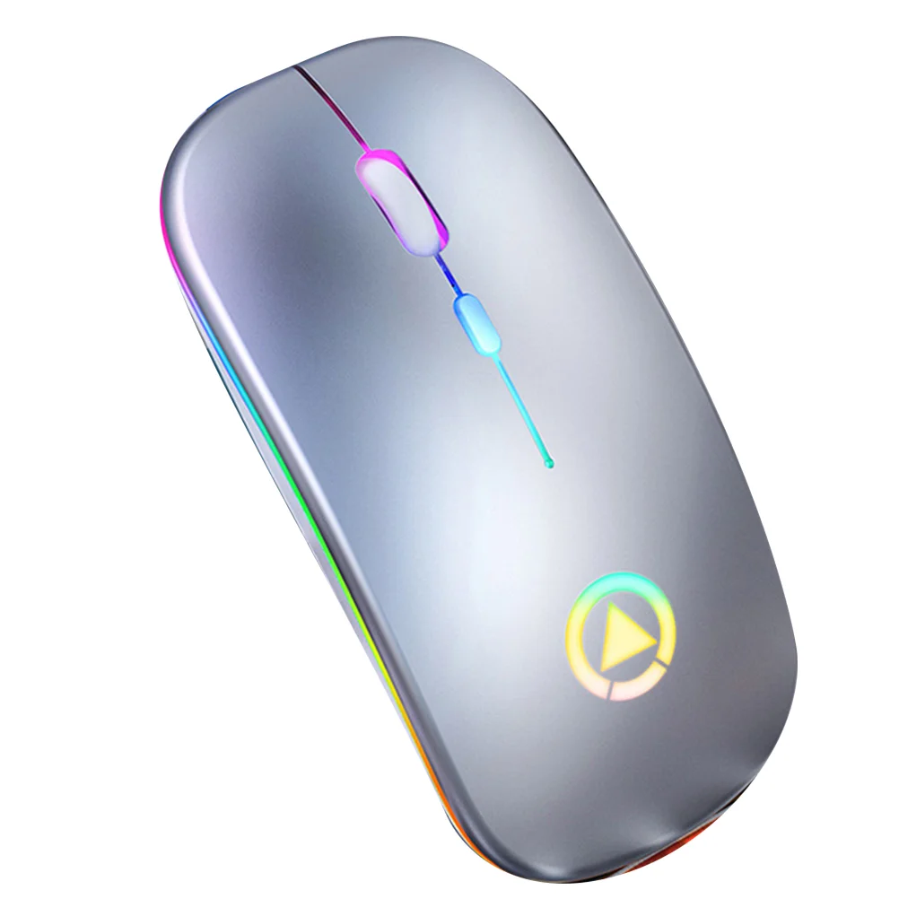 

1pc Rgb Colorful Luminous Wireless Mute Charging Electronic Coumputer for Professional Use (Grey)