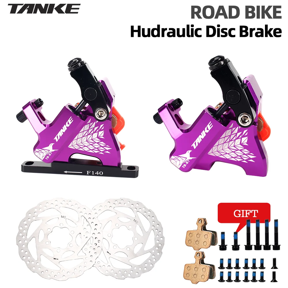 

TANKE CNC line pulling bicycle road bike Gravel Hydraulic disc brake clamp 140mm rotors 160mm Oil Pressure Calipers Front Rear
