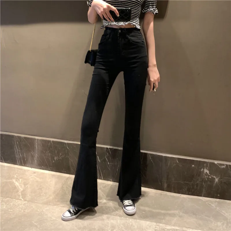 Capris Pants 2021 New High Waist Flare Jeans Boyfriend Bell Bottom Denim Jeans Female Wide Leg Vintage Jeans Plus Size 4XL 5XL