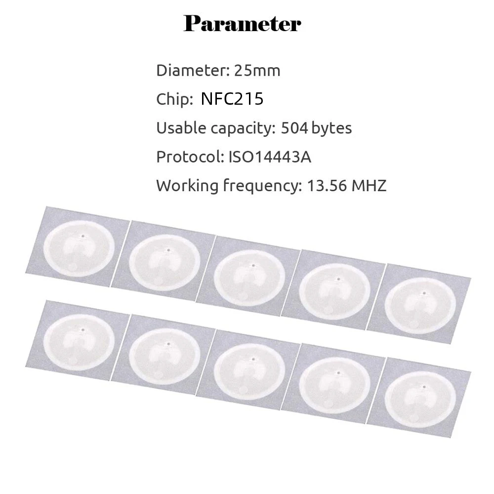 5pcs NFC Tag NFC215 Label 215 Stickers Tags Badges Lable Sticker 13.56mHz NTAG215 504 Bytes For TagMo Ntag |