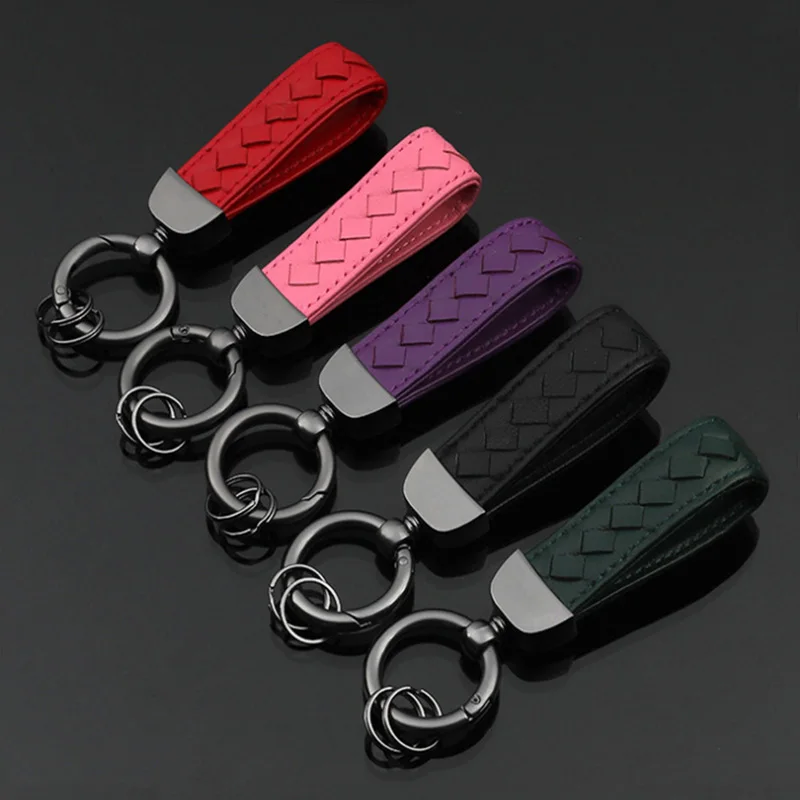 

Fashion Sheepskin Knitting Keychains Luxury Leder Lanyard Keychain Men Women Car Key Ring Key Accessory Keyrings Gifts
