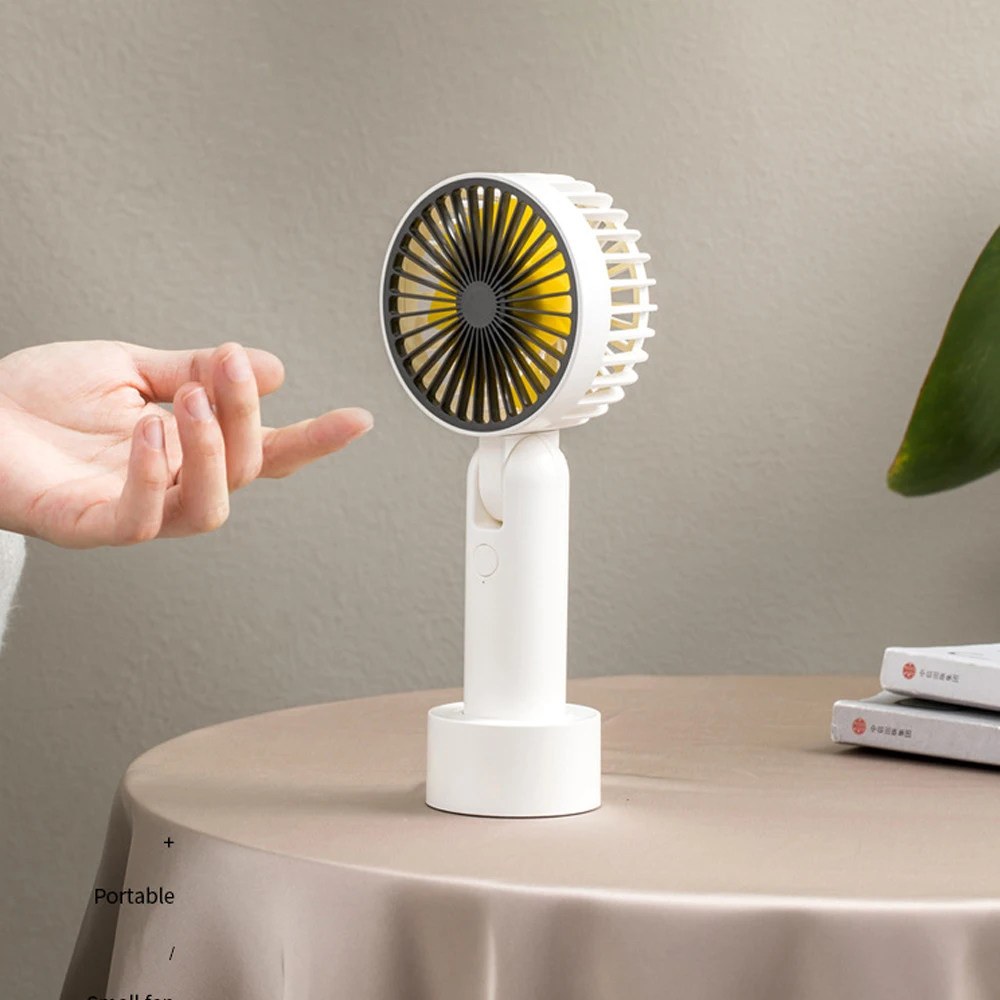 

JJ Portable Hand Fan Handheld Mini Fan Cooler 3 Speed Adjustable Cooling Fan USB Rechargeble With Base Fan For Outdoor Travel