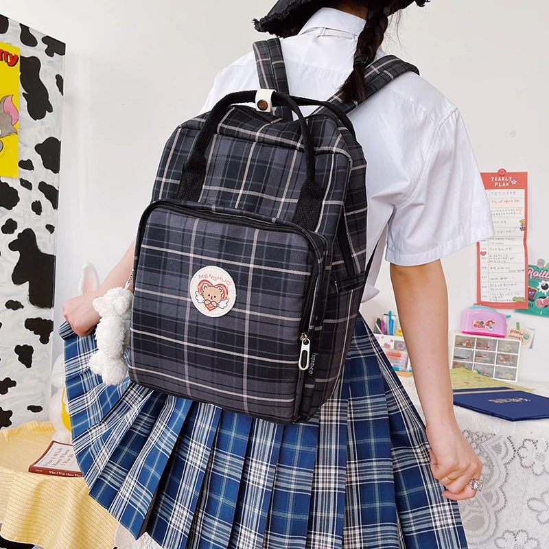 

JK style Women Plaid Cute Backpack Female Harajuku School Bag College Kawaii Lattice Backpacks Fashion Book Girl Bags Student