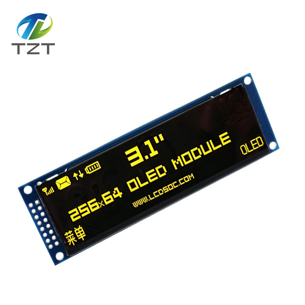 TZT настоящий OLED дисплей 3,1" 256*64 25664 точек Графический ЖК-модуль экран LCM экран SSD1322 контроллер Поддержка SPI - Цвет: Жёлтый, зеленый