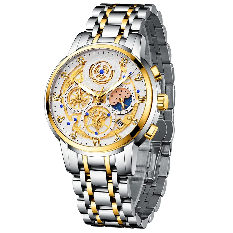

New Fashion Men's Watch Stainless Steel Top Brand Luxury Waterproof Sports Chronograph Quartz Men's Relogio Masculino