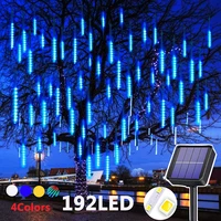 outdoor solar meteor shower christmas lights 8 tubes 192 led hanging string lights for garden tree holiday party decoation lamp