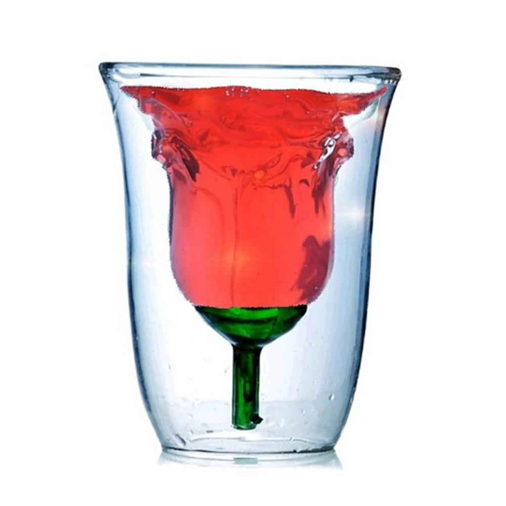 180 мл двухслойный бокал для вина в форме розы Коктейльная чашка ликера домашний