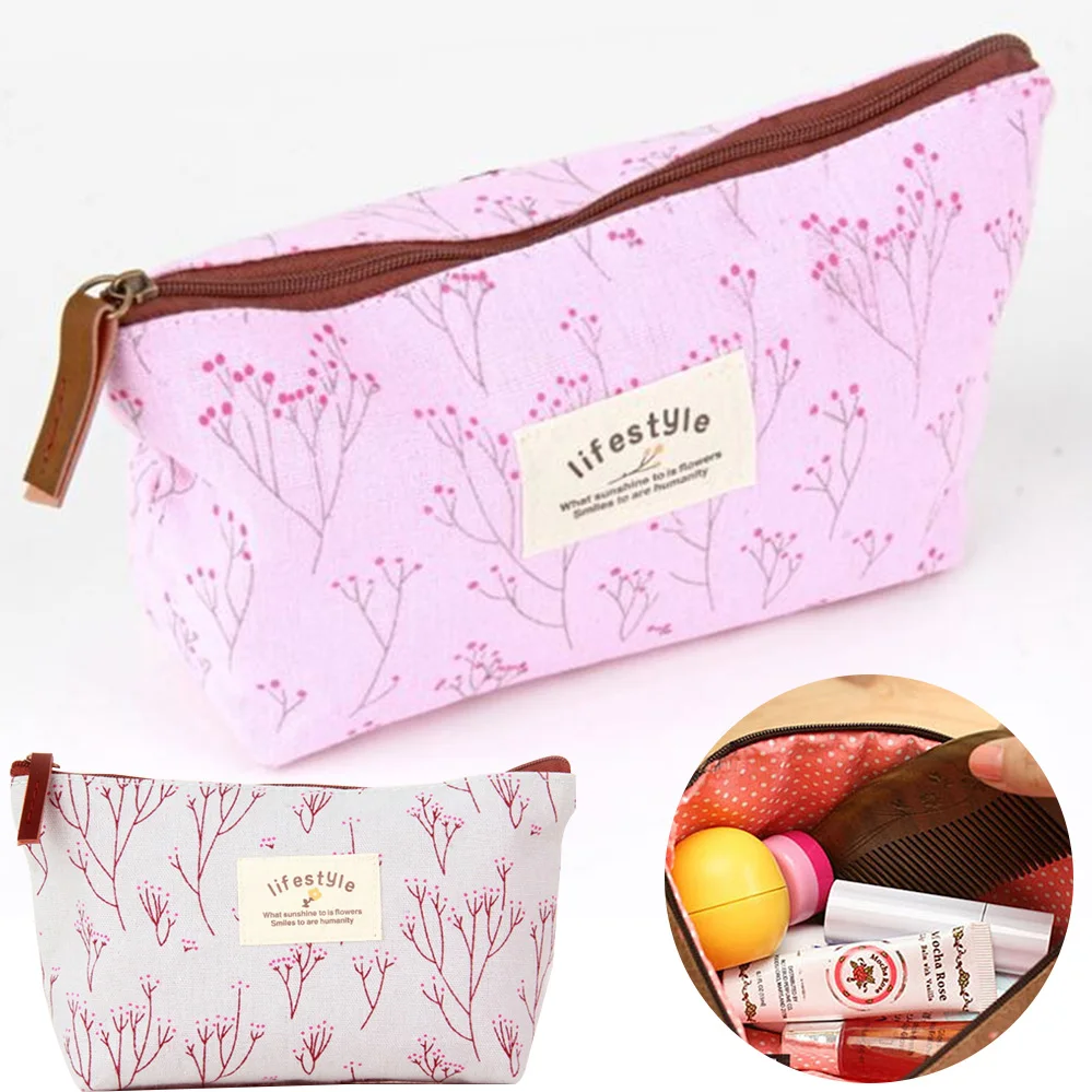 Портативная косметичка для путешествий с цветами пенал чехол макияжа женская