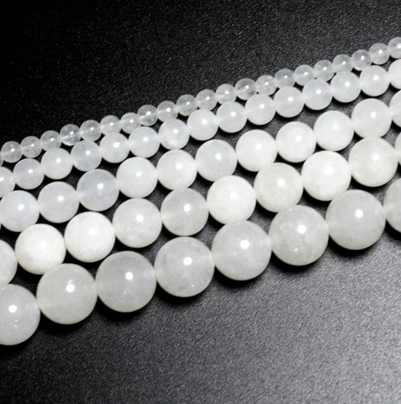 

Fashion 4/6/8/10 Mm White Jades Round DIY Loose Bead for Jewelry Bracelet Making