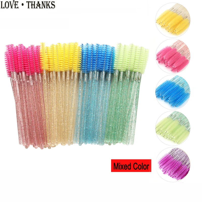 Новая разноцветная кристальная щетка для ресниц 50 шт. Алмазная ручка туши