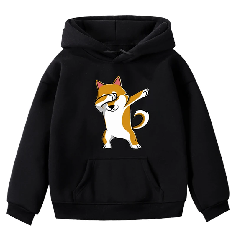 Детские вельветовые толстовки для мальчиков и девочек Dab Kawaii Shiba Inu повседневные