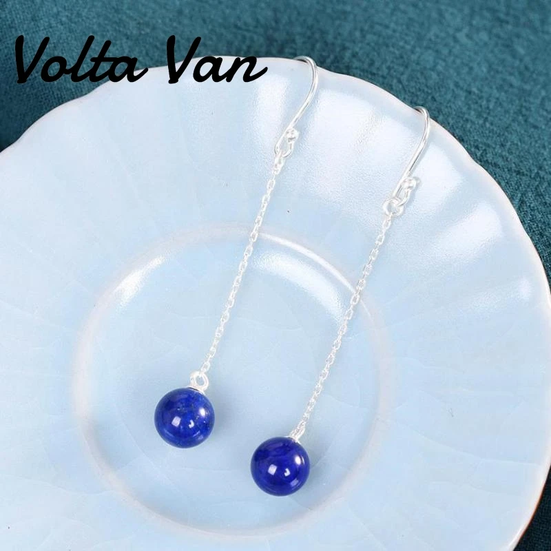 

Volta Van 925 Sterling Silver Women Drop Earrings Pendientes Plata Lapis Lazuli Elegant 2022 New Fine Jewelry Concise Earrings