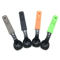 7 in 1 multi tool camping spork spoon fork knife portable combo tableware bottle opener whistle saw tooth blade outdoor