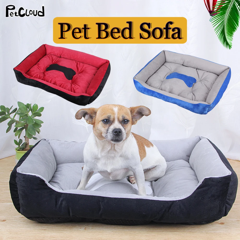 

Soft Dog Bed Sofa Warm Pet House Fleece Animals Sofa Waterproof Bottom Square Pet Nest For Small Medium Dogs Cat Kennel PetCloud