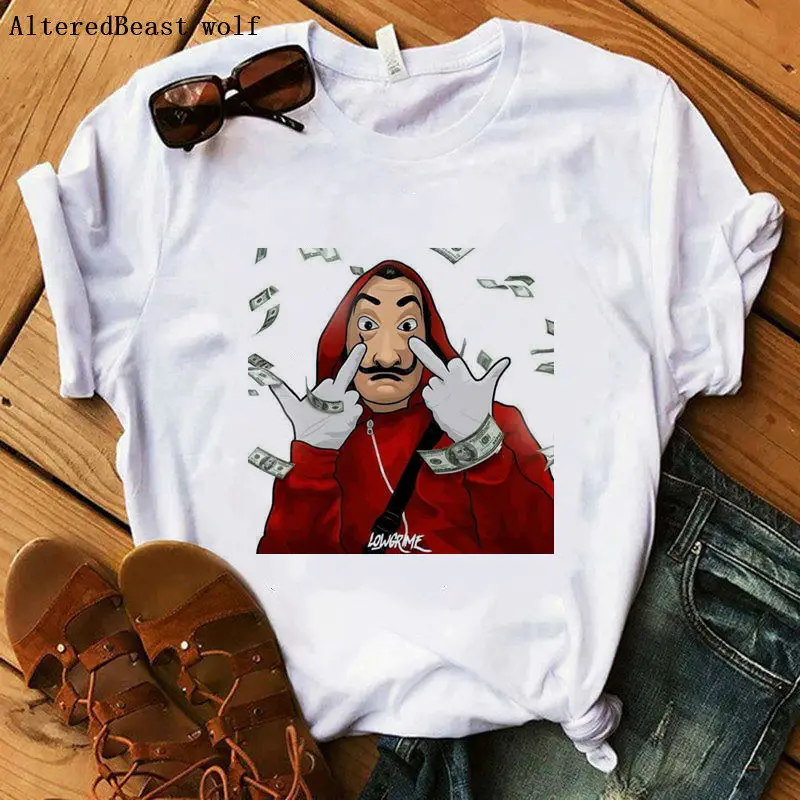 as picture Movie Money Heist The House Of paper футболка La Casa De Papel футболка Женская мода Повседневная футболка женская летняя женская - Цвет: as picture