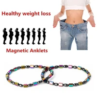 colorful hematite weight loss anklet 2pcs black gallstone magnetic bracelet therapy arthritis pain relief health care jewelry