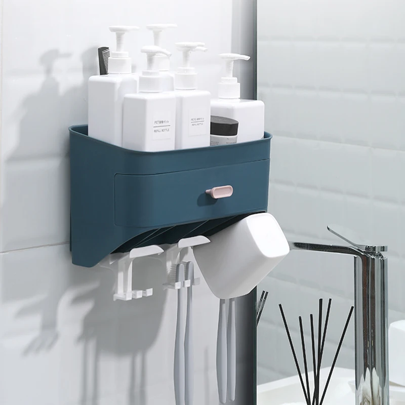 

Simple mouthwash cup brushing cup wall-mounted household storage box set of three family toothbrush holder