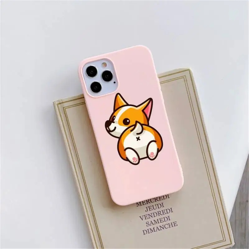 

Cute Corgi Butt Animal Puppy Phone Case Candy Color for iPhone 6 6S 7 8 11 12 XS X SE 2020 XR mini pro Plus MAX funda