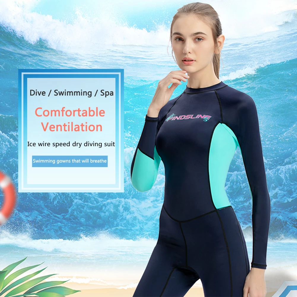 

Women Wetsuit Quick Dry UV Protection Full Body One Piece Diving Suit Back Zip Long Sleeve Wetsuit for Diving Snorkeling