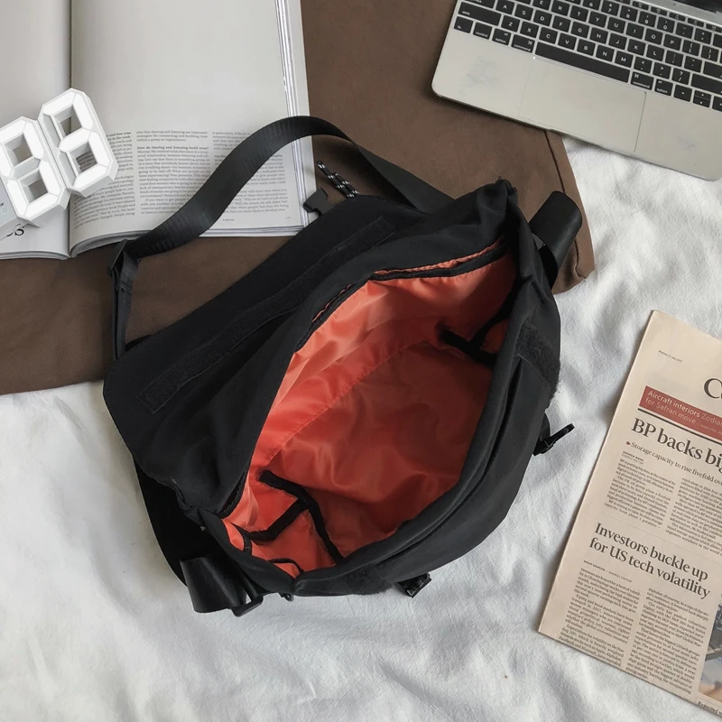 

2020 Fabric Cloth Long Rope Decoration Crossbody Casual Shoulder Unisex Bag Satchel Tote Canvas Handbag Eco Bag