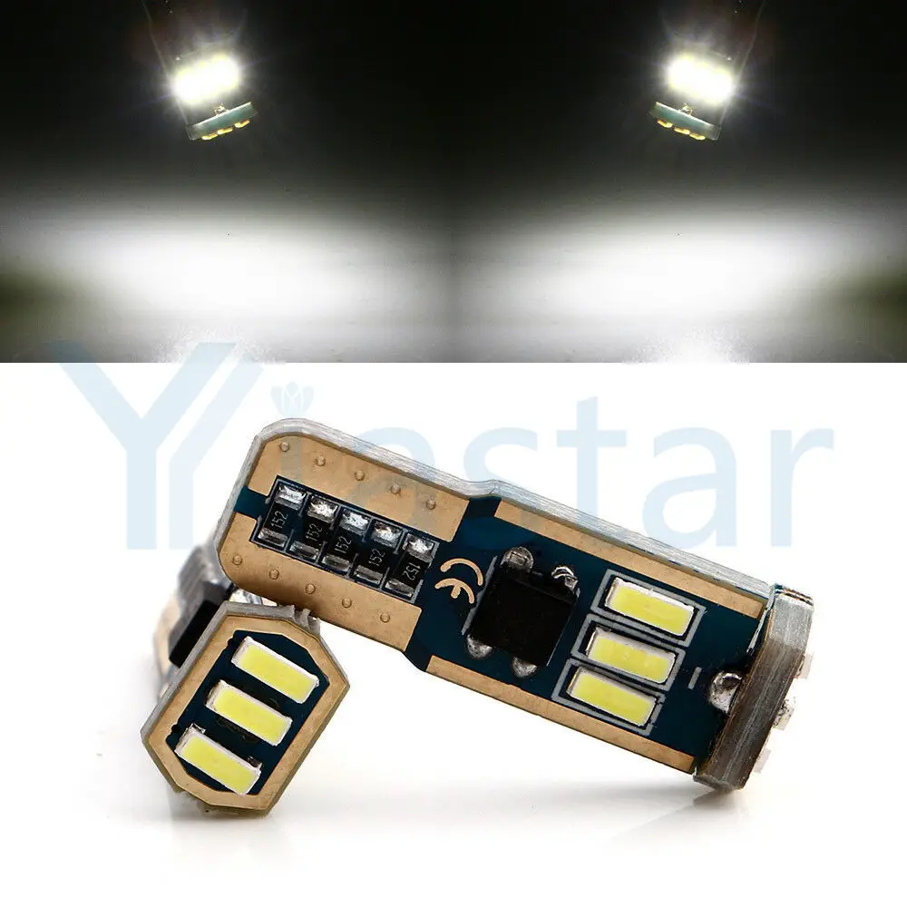Лампы Yiastar 50/200x T10 W5W светодиод Шина CAN свет без ошибок 4014 9smd белые 12 В автомобильные