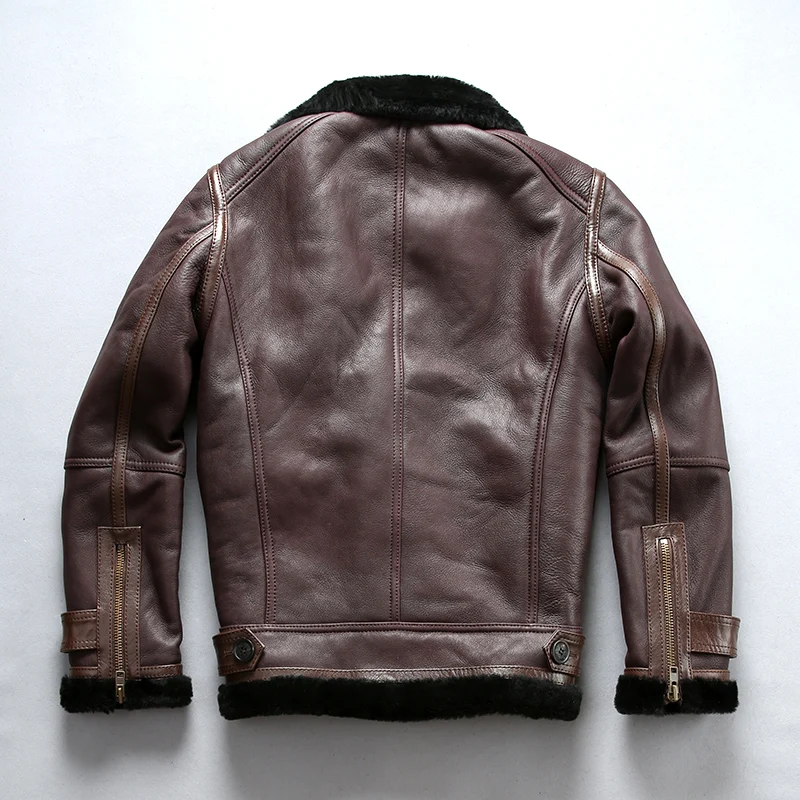 

Shearling New Men Cold Flight Jacket Casual Single Breasted Sheepskin Wool Liner Pilot Jackets Winter Russia Coats