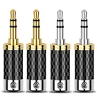 Hi-Fi 3,5 Мужская гарнитура сбалансированный штекер адаптера 3,5 мм 3 штанга рыболовная удочка углеродистая волокно золотородиевое покрытие разъем для наушников аудио разъемами