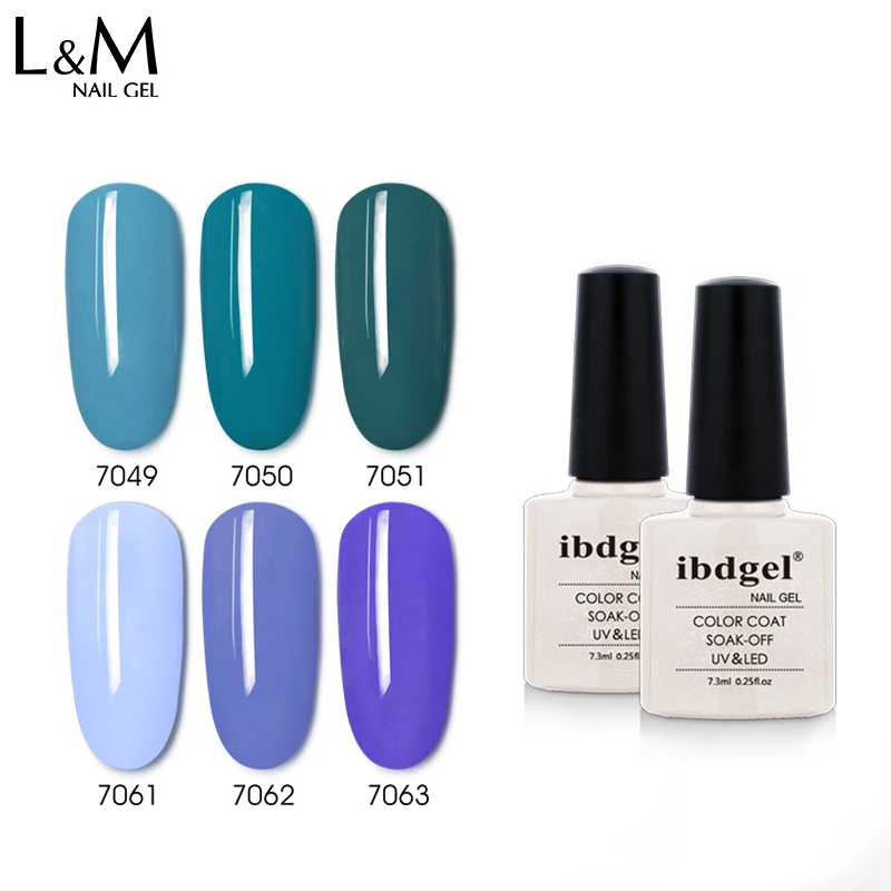 Набор гель лаков ibdgel зеленый бирюзовый синий блестящий цвет 24 шт. отмачиваемый УФ