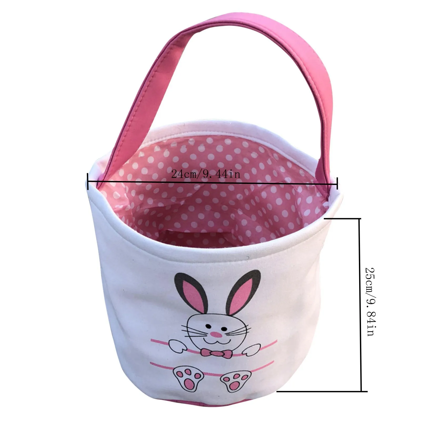 

Easter Basket Cute Storage Bags Holiday Rabbit Bunny Printed Canvas Gift Carry Candy Bag