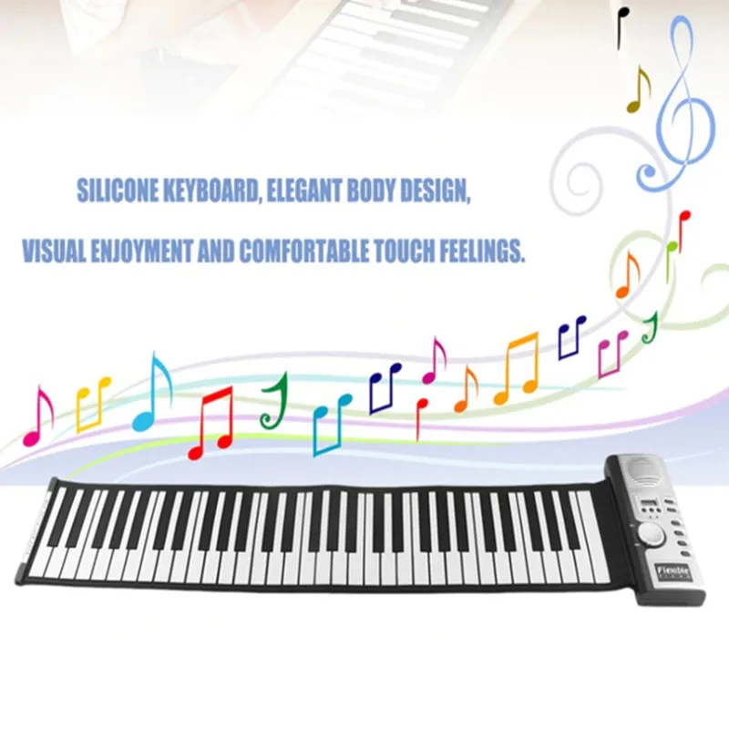 Портативное 61 клавиша рулонное пианино USB MIDI клавиатура миди вогнутый Ручной