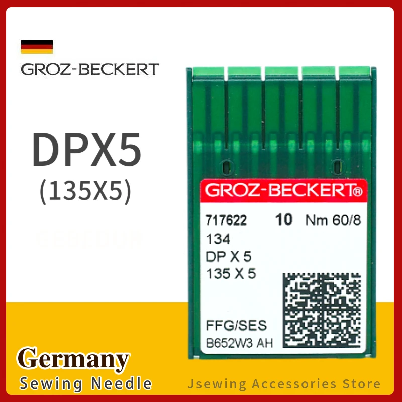 50 Uds DPX5 Groz-Beckert agujas para máquinas de coser industriales 135X5 761505 134R hermano JUKI cantante SEIKO ajuste DB2-B755 B814