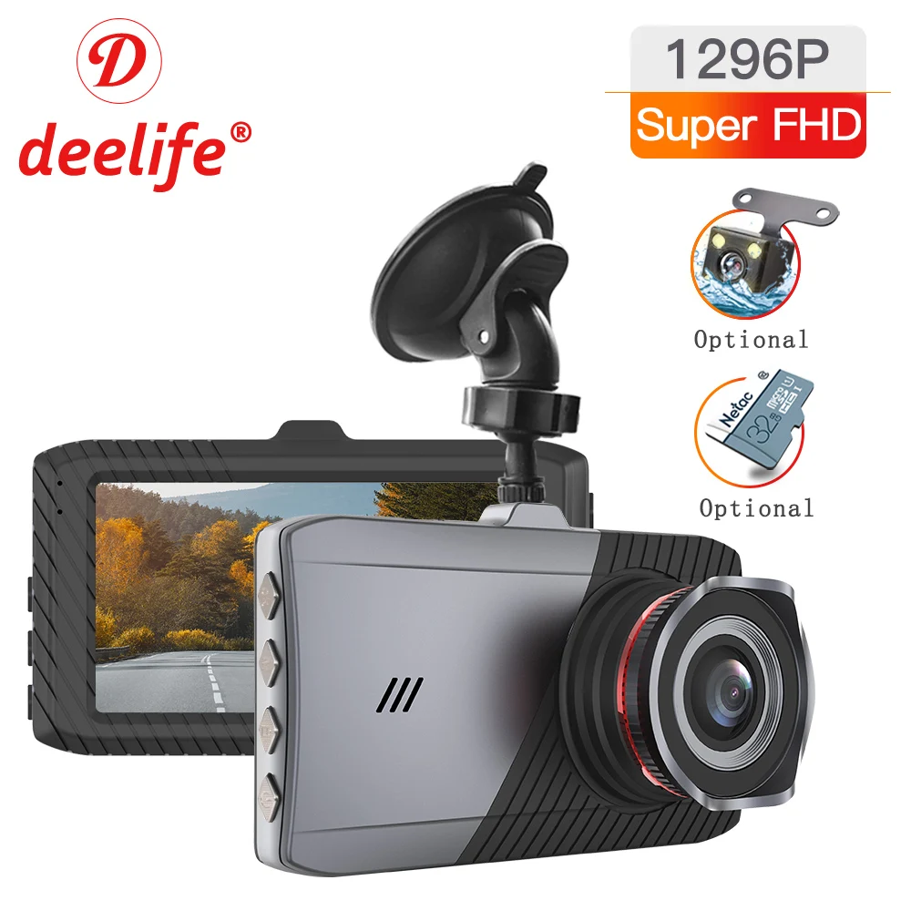 Deelife Видеорегистраторы для автомобилей Камера Dash Cam Видео Регистраторы 1296p 1080