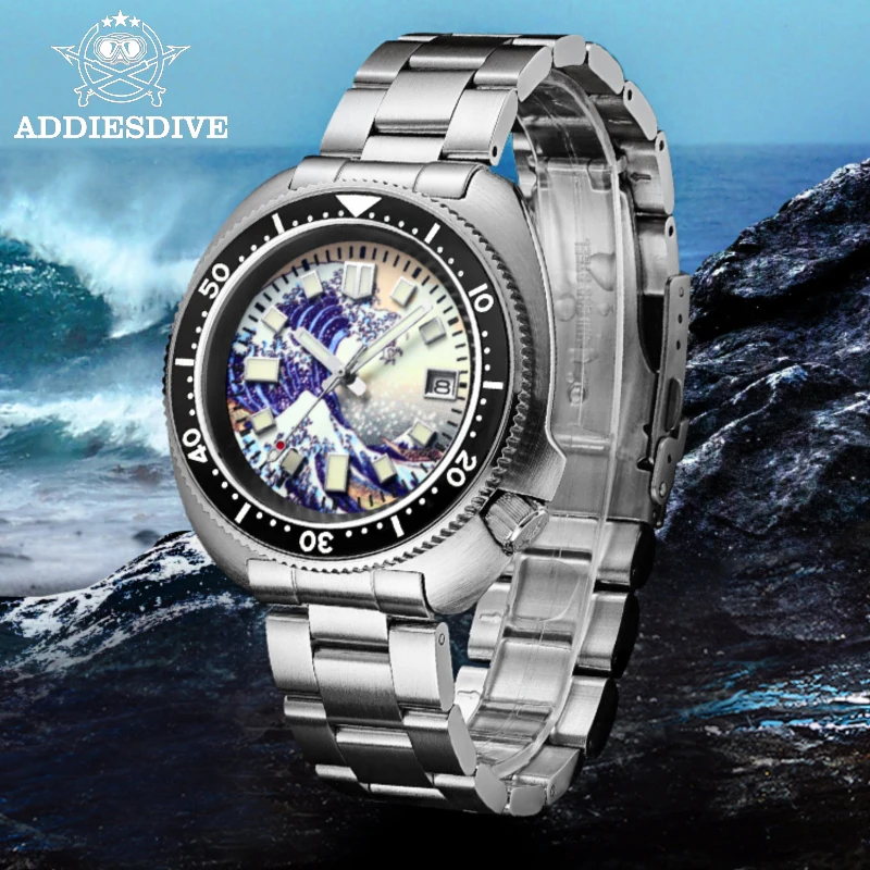 

addies dive Automatic Mechanical Watches Kanagawa Surfing Full Luminous Dial 200m Diver Watch Stainless Sapphire diving Watch
