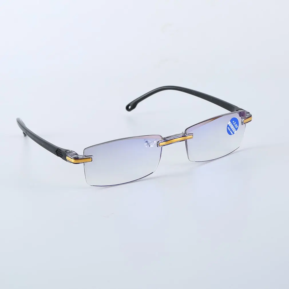 Новинка очки для чтения без оправы с алмазной огранкой анти синий светильник