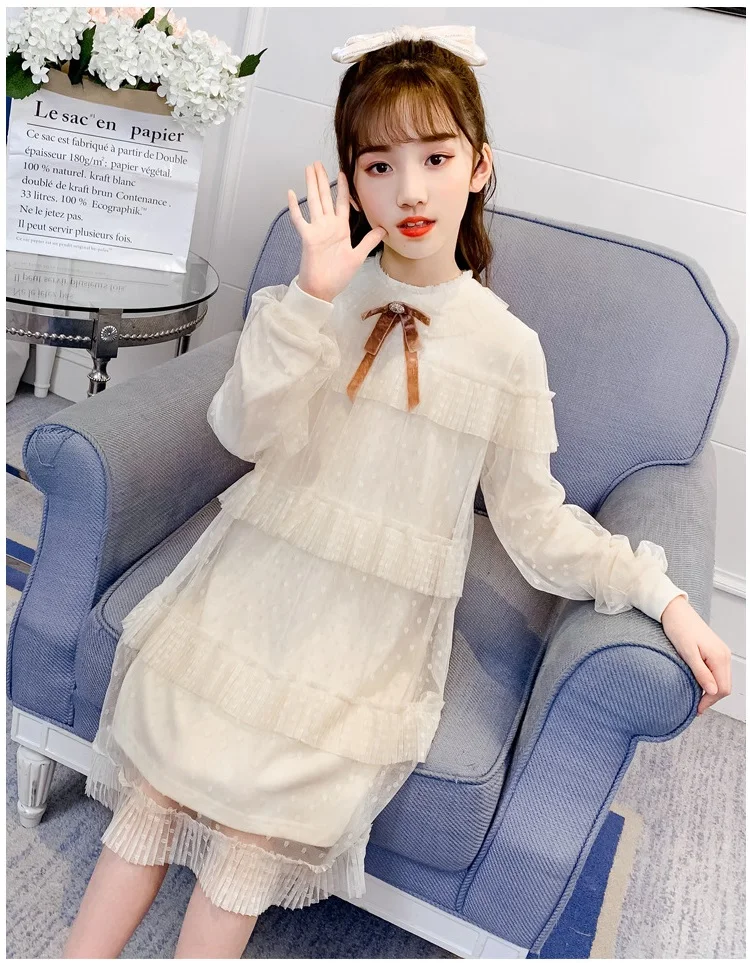 

6-10 years old girls long sleeve dress spring new children's princess dress spring autumn western style big children's skirt