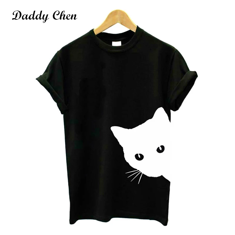 Папа Чен мультфильм кошка Футболка женская хлопковая летняя футболка с круглым