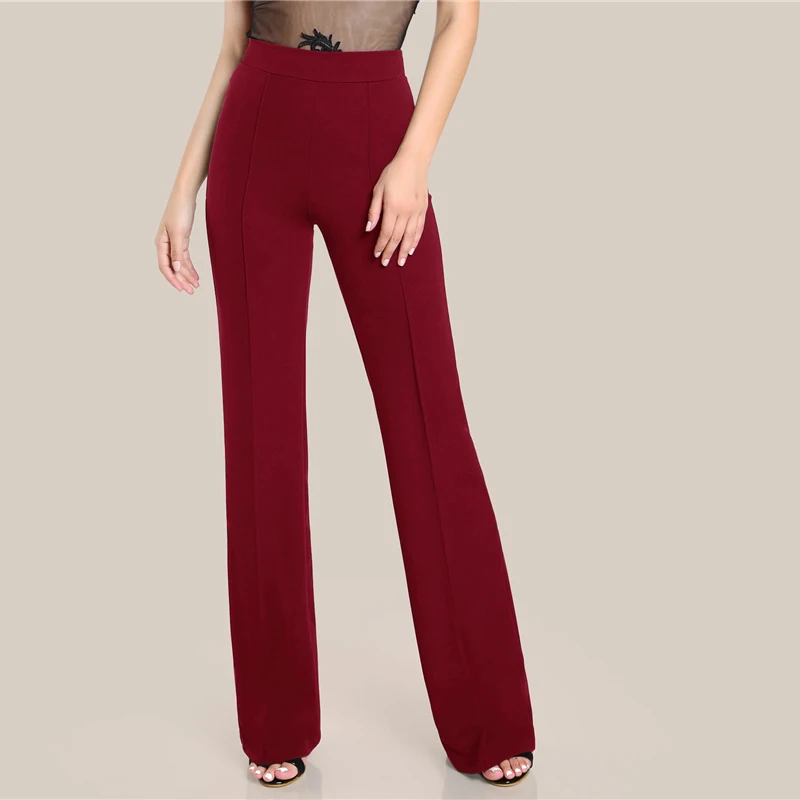SHEIN Однотонные Широкие Прямые Брюки Офисные Стильные Брюки