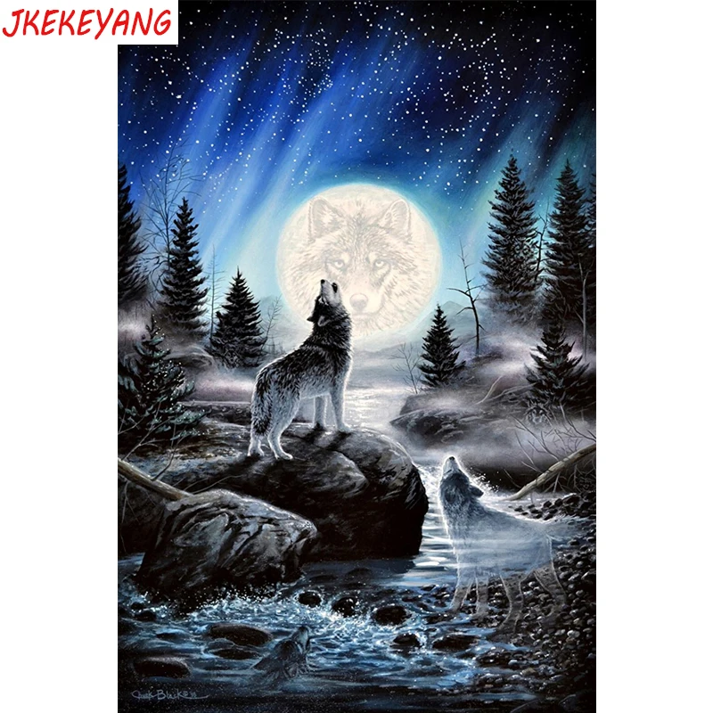 

Настенные картины для творчества 5D, алмазная живопись, волк и луна, Алмазная мозаика, распродажа стразы, вышивка крестиком Y3397