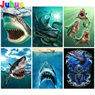 Алмазная вышивка в виде акулы, монстра, узор из бисера, картины 5d, полная выкладкакруглая картина из страз 5D сделай сам, вышивка крестиком, морская рыба,