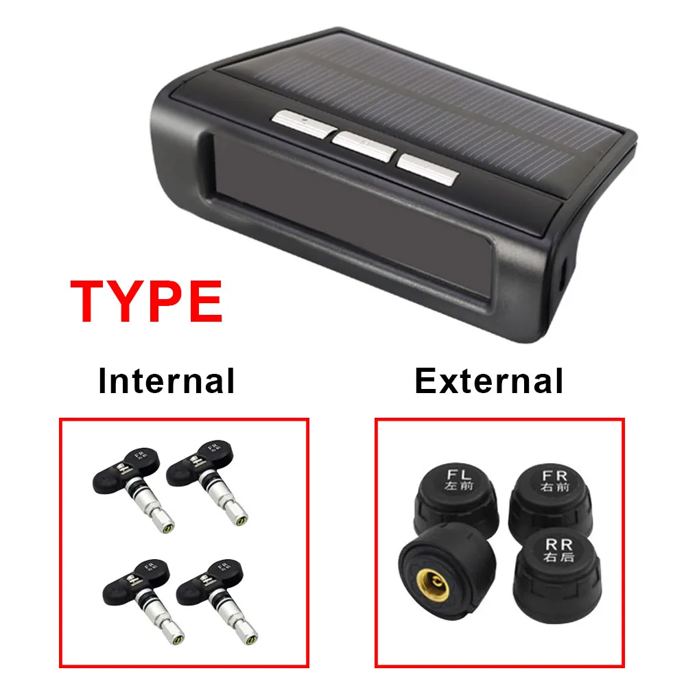 Universal TPMS Wireless Tire Pressure Monitoring System Solar Power Color LCD Display with Air Leakage Warning High Temp Alarm | Автомобили