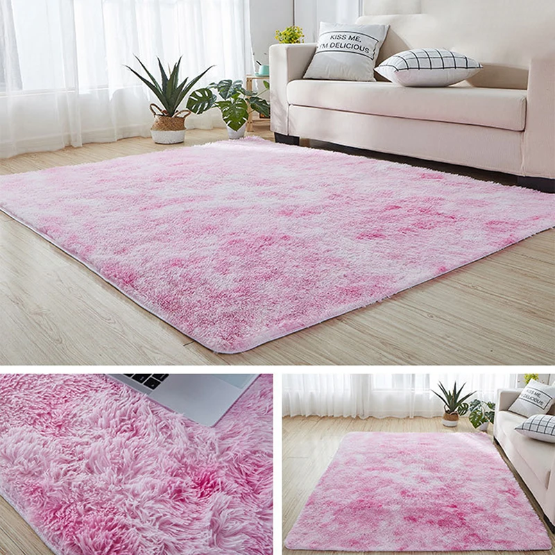 

Large Size Ultra Soft Tie-Dye Plush Carpet Fluffy Area Rug For Bedroom Living Room Anti-slip Floor Mats 14 Colors