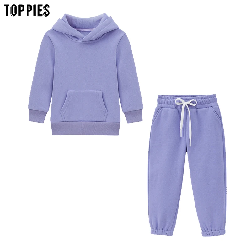 Toppies-Conjunto de Sudadera con capucha para ni&ntilde;o y ni&ntilde;a, ch&aacute;ndal de 2 piezas, ropa familiar, invierno, 2021-3